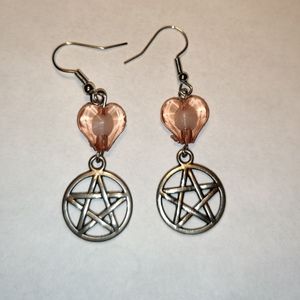 NEW Heart Pentagram Satanic Star Wicca Witch Hex Dangle Drop Charm